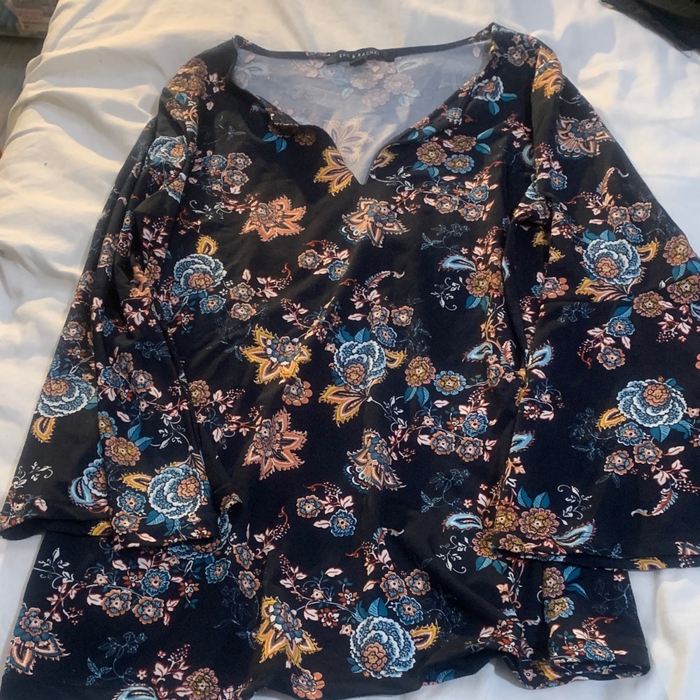 Zac & Rachel Multicolor Floral Bell Sleeve Blouse